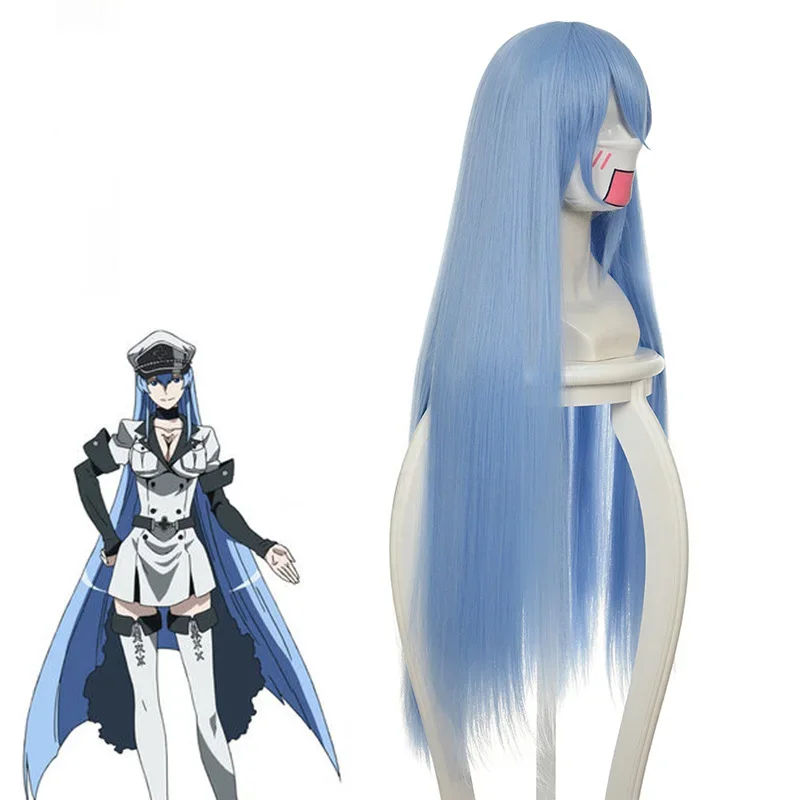 Anime Akame Ga TUER! Jaegers Esdeath Esdese Cosplay perruque longue droite bleu perruque résistant à la chaleur cheveux