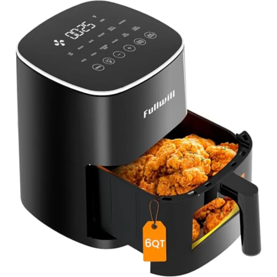 

6QT Air Fryer with Visible Window, Nonstick and Dishwasher-Safe Basket, 12-in-1 Multi-Function Air Fry, Roast, Bake, Dehydrate,