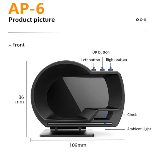 Imagen 2 del producto Pantalla frontal de coche, velocímetro de alta definición, herramienta de diagnóstico de coche OBDII + GPS, eliminación de código de fallos OBD inteligente
