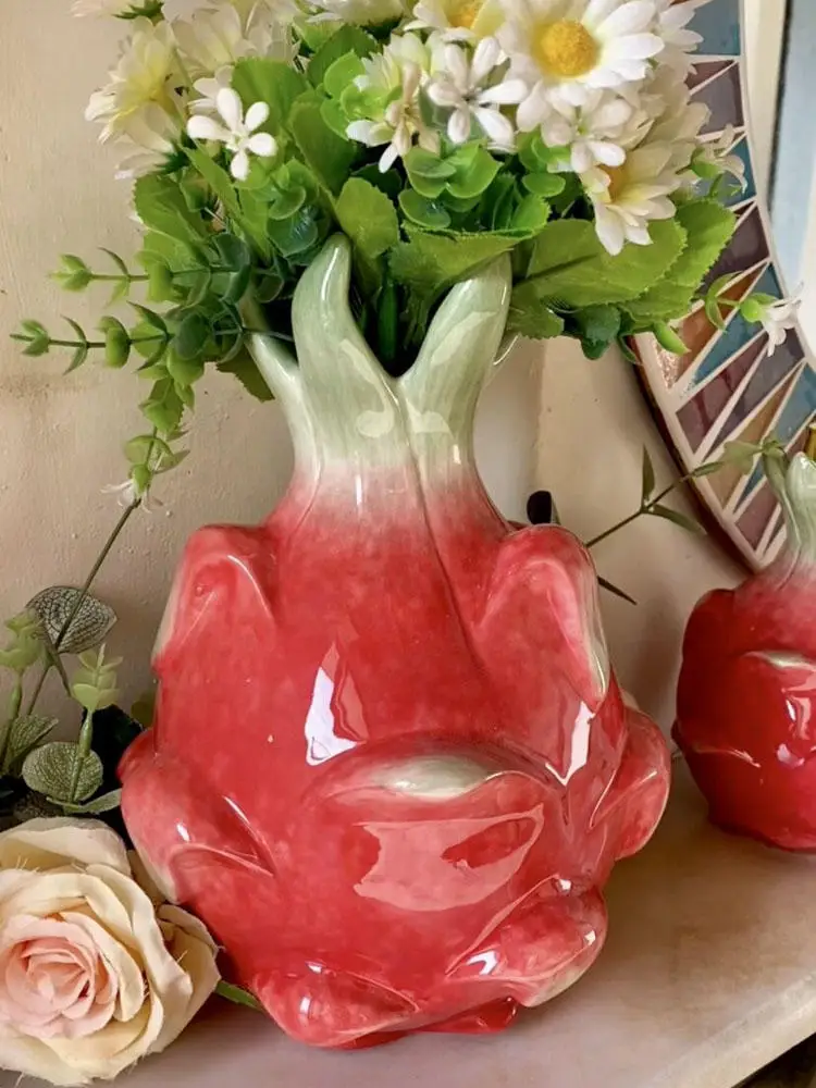 Ceramic pitaya Flowers Vase Pot, Home Decor, Wedding Decoration, Office, Study, Living Room, Dining Table, Interior