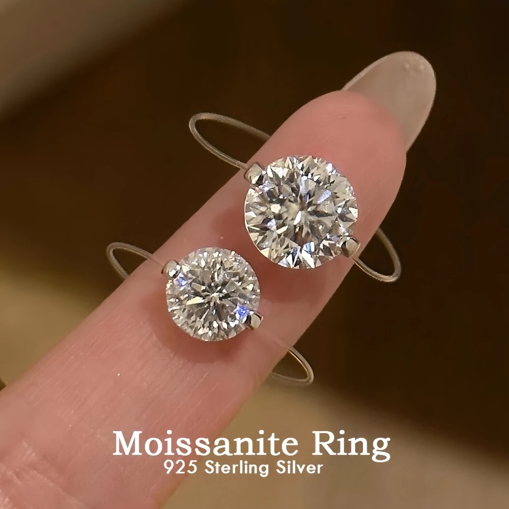 

6/8mm Transparent Fishing Line Moissanite Rings Women 925 Sterling Silver Engagement Wedding Diamond Band Jewelry GRA Certified