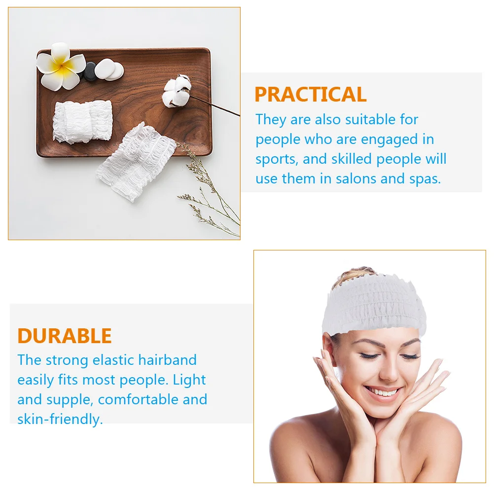 

60 шт. одноразовые повязки на голову для спа, нетканые повязки на голову для лица для женщин, салонный макияж, эластичные ленты для волос, повязка на голову для мытья лица, принадлежности