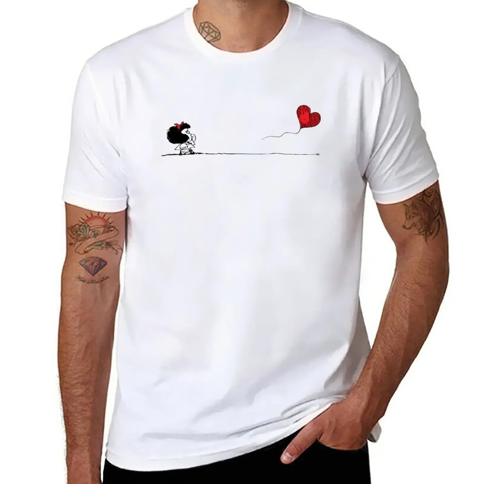 New Mafalda Heart Love Balloon T-Shirt new edition t shirt Short sleeve tee boys t shirts fitted t shirts for men