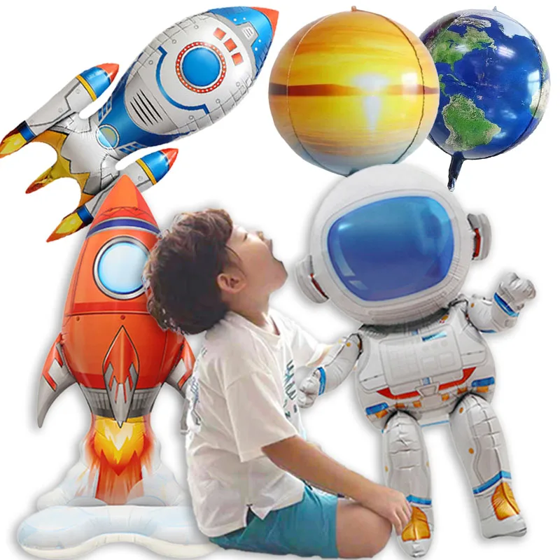 3D Outer Space Balloons 3D Astronaut,Rocket,planet Foil Ballons For Kids Birthday, Baby Shower, Planet Theme Party Decorations