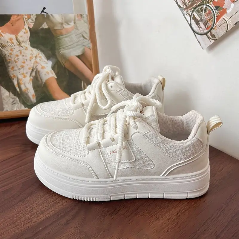 

Whit Ladies Footwear Lace Up High on Platform Women's Sneakers Shoes Spring Autumn Original Offer Quality Walking 2025 New Sale