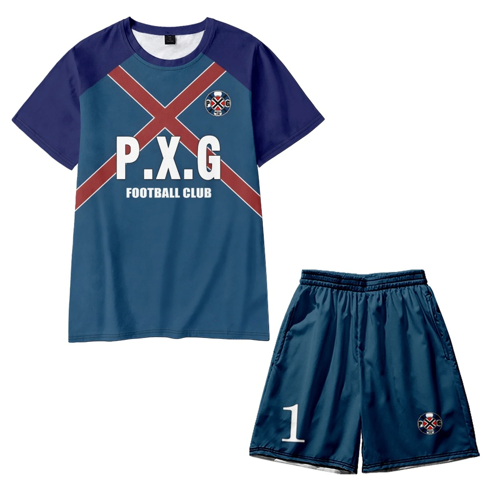 

Rin Itoshi Blue Jersey Anime Unisex T-Shirt Shorts Lock Munchen Bachira Meguru Team Uniform 3D Digital Printed Sportswear