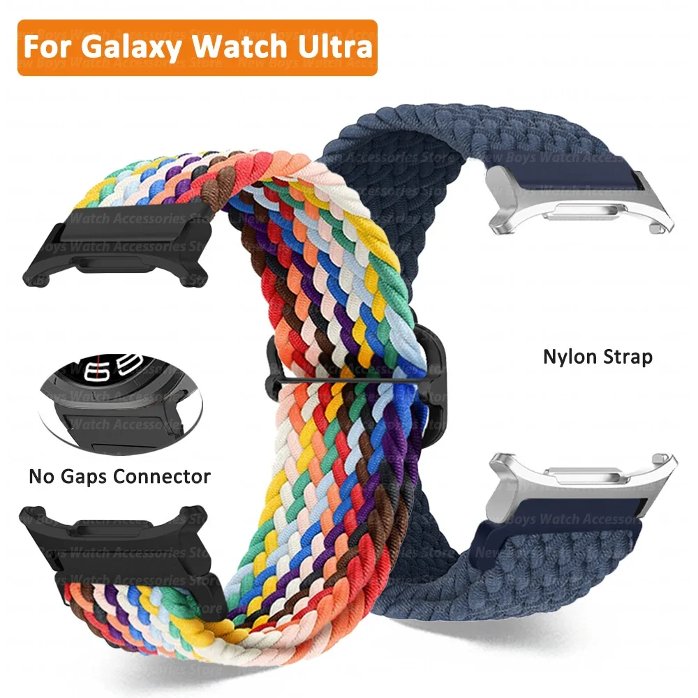 

Nylon No Gaps Strap for Samsung Galaxy Watch Ultra 47mm Unisex Braided Band for GALAXY WATCH ULTRA 47 Curved End Sports Bracelet