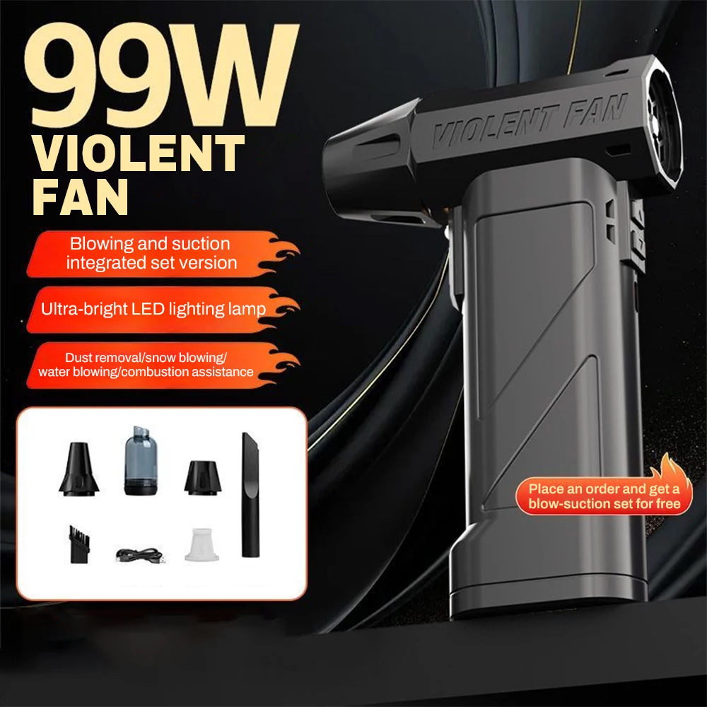 

Violent Fan 990000RPM Powerful Air Blower Vacuum Dust Cleaner Charging Strong Winds 60m/s Brushless Turbo Jet Blower Dry