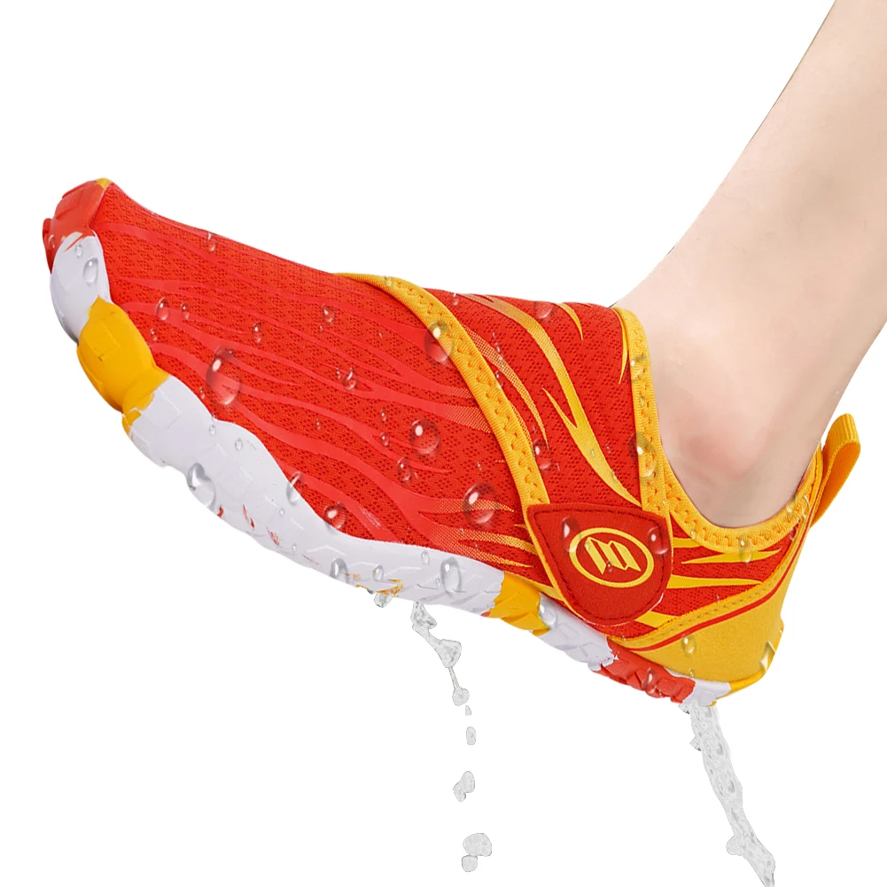 

Unisex Water Shoes Barefoot Beach Shoes Non Slip Casual Wading Shoes Hook and Loop Fastener Mesh Swim Shoes for Walking Running