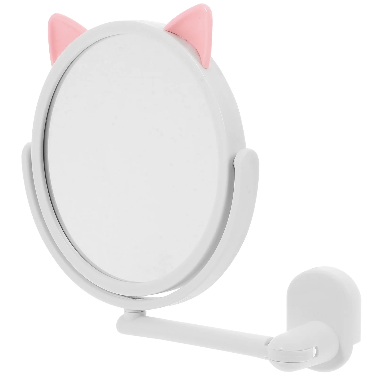 مرآة مثبتة على الحائط باللون الأبيض بدون حفر وقابلة للطي وقابلة للتعديل ودوران 360 درجة ومقاومة للضباب عالية الوضوح للمنزل