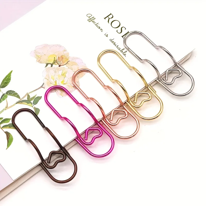 10/6pcs Cute Pen Clip Bookmarks - Fun Shaped Paper Clips for School Supplies, Pencil Case & Planner Accessories ( Heart-Shaped)