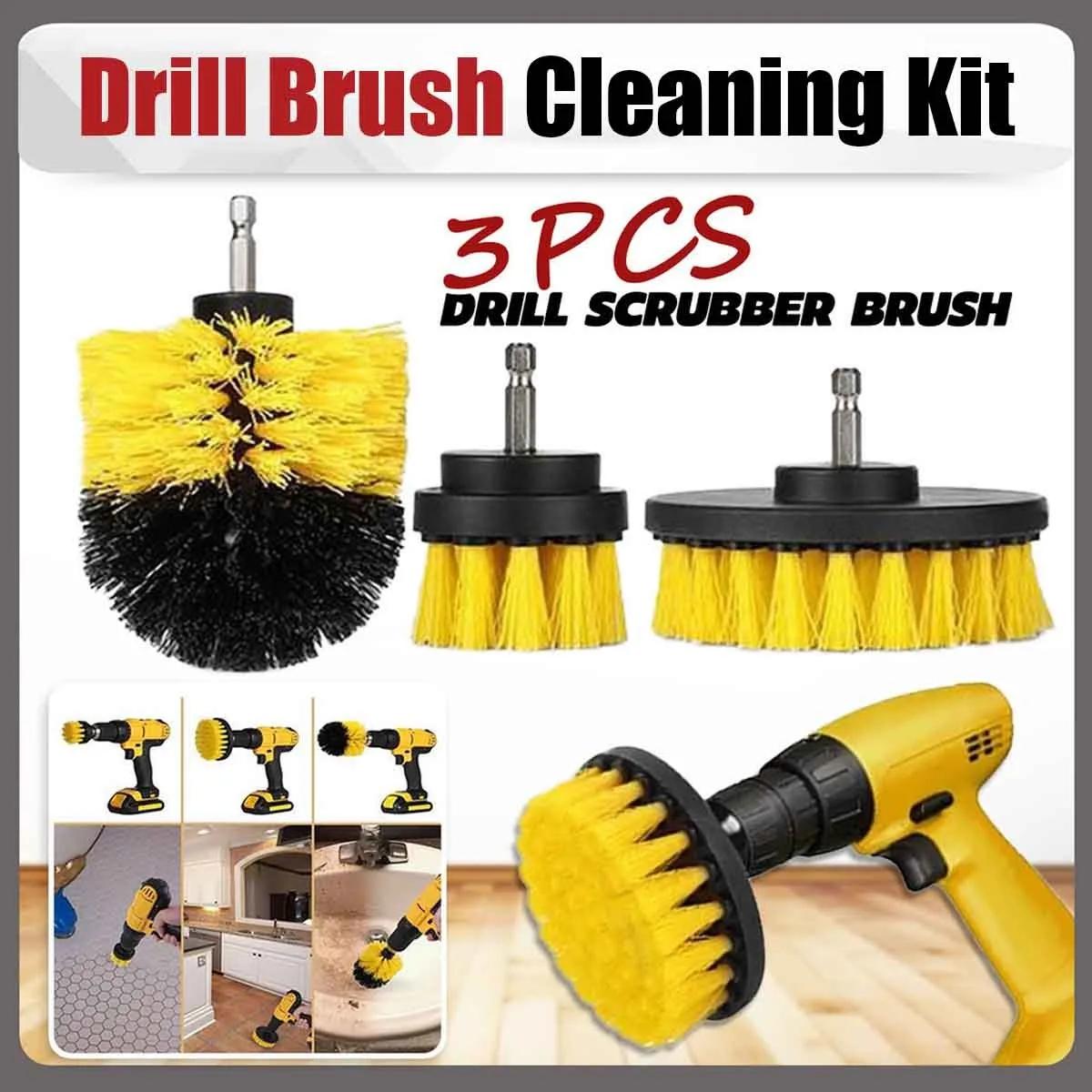 

3 Pack Drill Brush Attachments Power Cleaning Kit Scrubber Brush for Carpet, Car