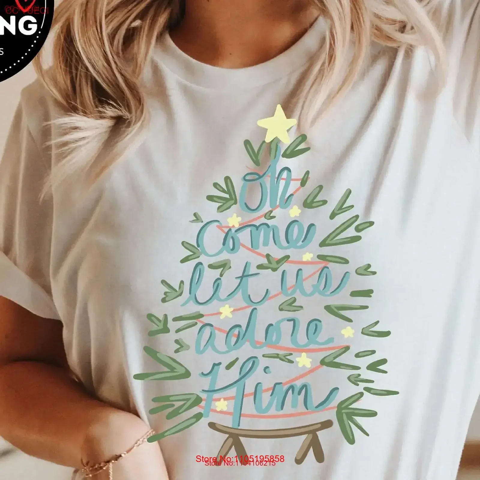 

Футболка Oh Come Let Us Adore Him Рождество Религиозная христианская праздничная семейная рождественская винтажная стираная дизайнерская одежда