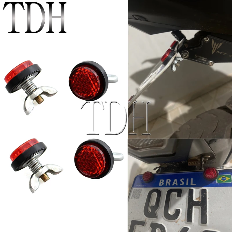 

Universal Red Mini Number License Plate Bolts On Reflectors Rear Safety Warning Reflective For Cruiser Touring Harley Off Road