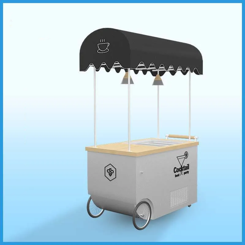 تصميم عربة الآيس كريم الفريزر المتنقلة مع عجلات المعجنات برودة كعكة مبرد عرض خزانة البيرة المشروبات الثلاجة الفريزر