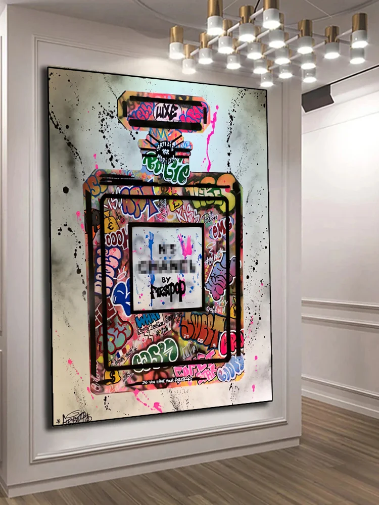 Affiches d'art murales stylisées, Graffiti de rue abstrait, Style encre, parfum, décor de salle de maison, peinture sur toile, image murale imprimée