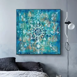Modern Mandala Flowers Canvas Painting Vintage Bohemian Wall Art Posters for Living Room Decor Living Room Wall Decor No Frame