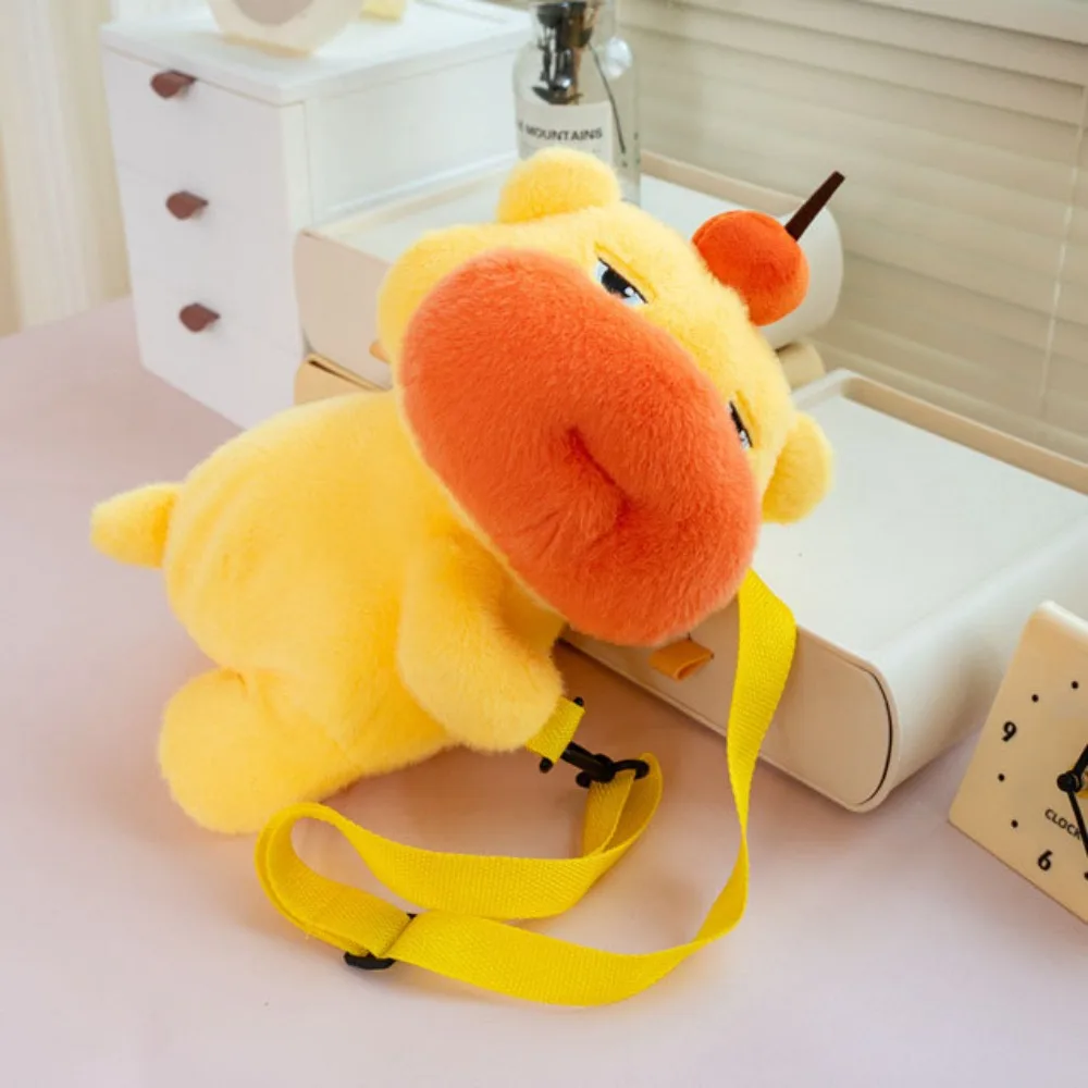 

Persimmon Capybara Lulu Plush Crossbody Bag Animal Doll Large Capacity Dolphin LULU Doll Plush Toy Soft Touch Zipper Closure