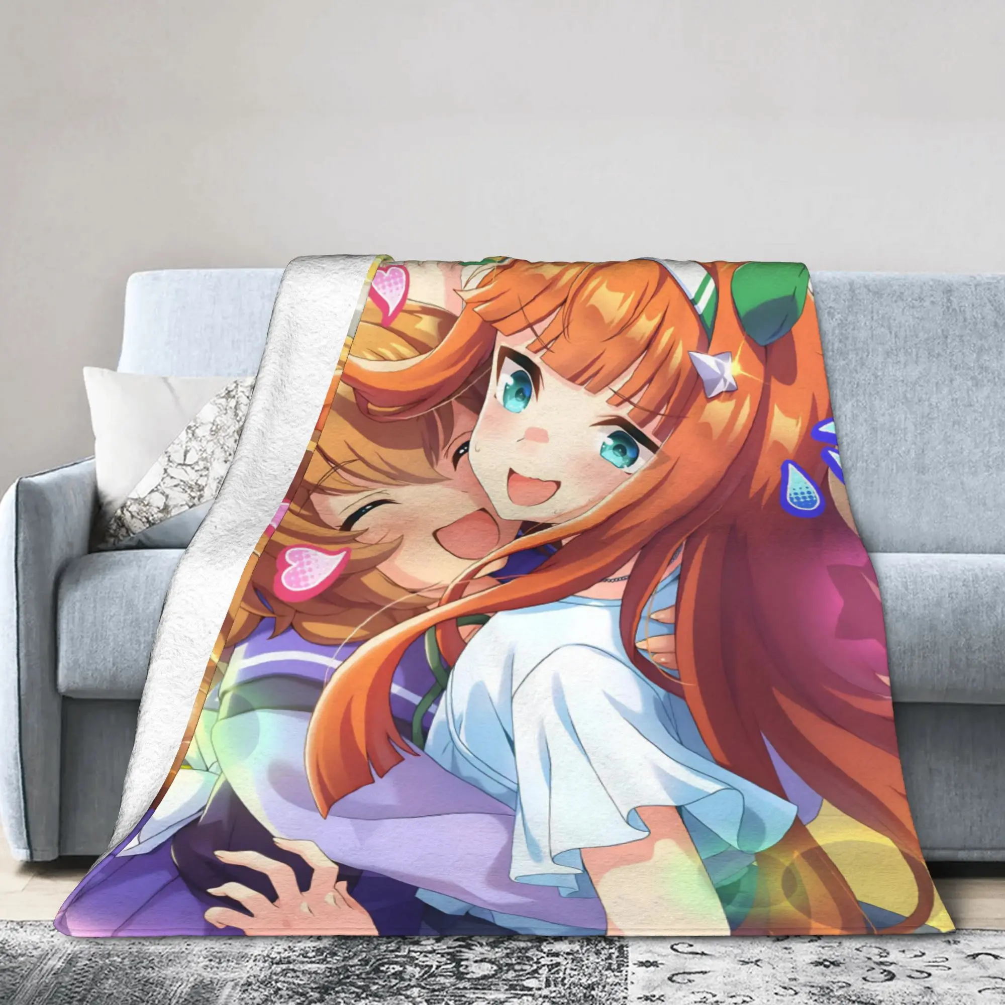Umamusume Pretty Derby Cartoon Blankets Coral Fleece Plush Autumn Lightweight Thin Throw Blankets for Bed Travel Bedspreads
