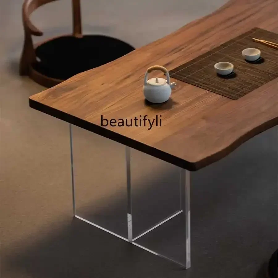 ss7486 North American black walnut log tea table, tatami tea table, Japanese coffee table New Light Luxury
