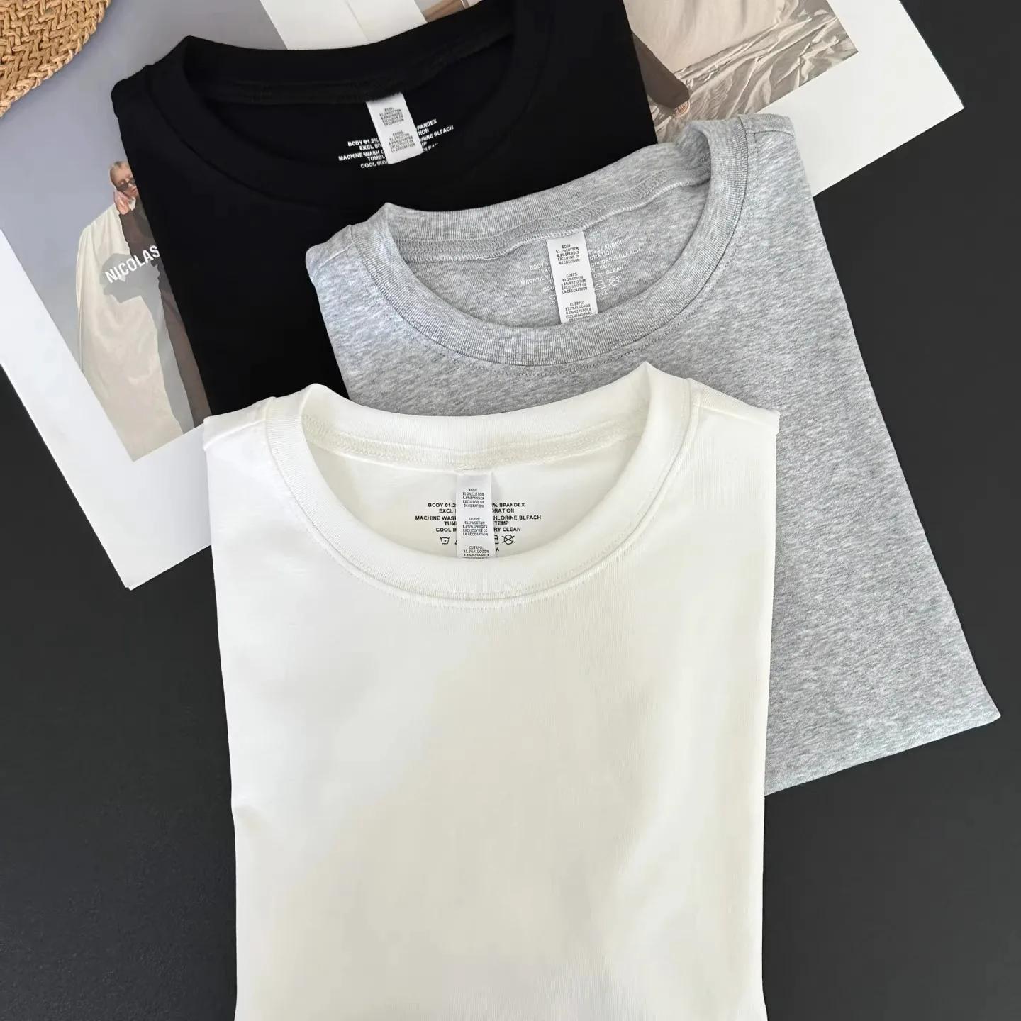 

Classic Skms Kardaian High Elastici T-irt New Colors Ba in Sle ort Sve round Ne Regular Length Summer Wear