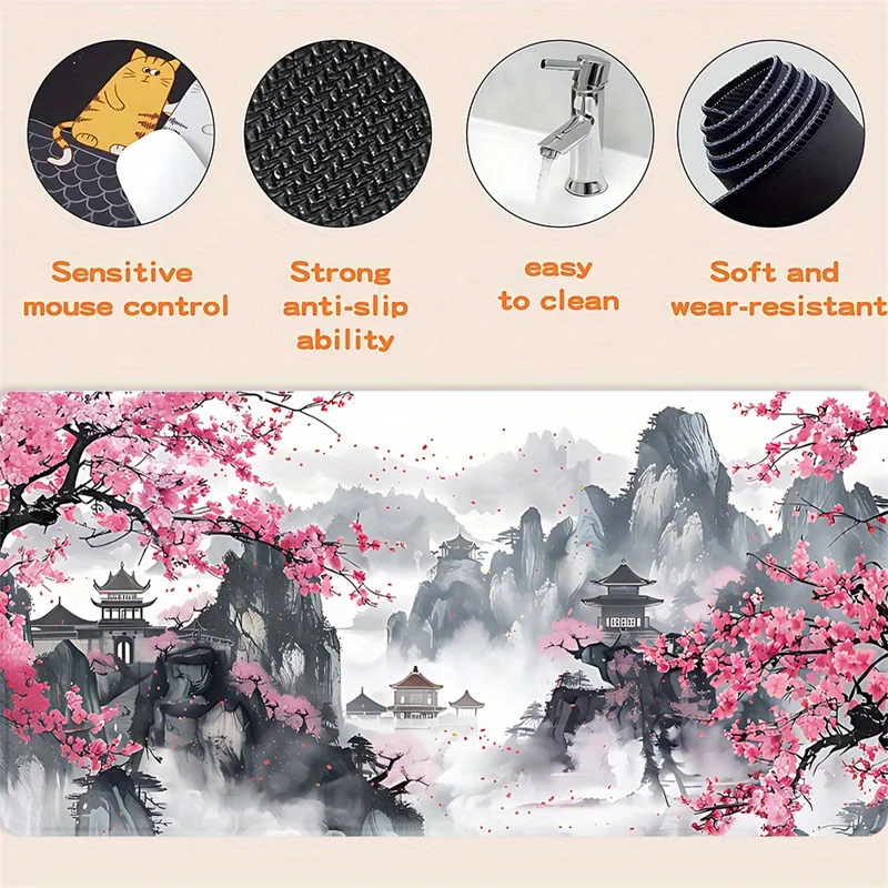 Japan Cherry Blossom Mouse Pad Rubber non-slip Multi-model rectangular table mat Gaming Accessories Keyboard Pads High quality