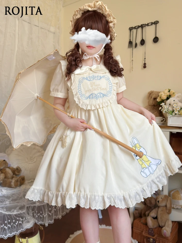 

Lolita Dress Doll Collar Short Sleeve Dress Women 2025 Summer New Sweet Cute Lolita Versatile Fairy Dress