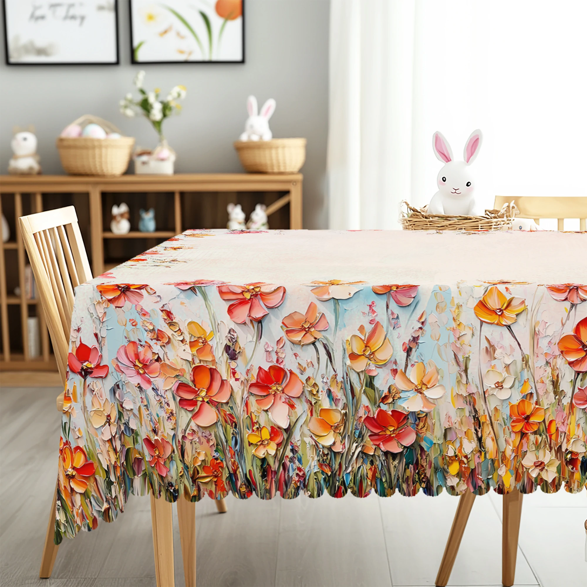 Wildflower Oil Painting Tablecloth 4