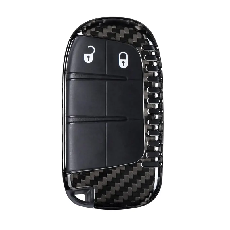 Carbon Fiber Key Fob Cover Case Protector for Jeep Cherokee Grand Cherokee Dodge RAM Durango Challenger Renegade Chrysler