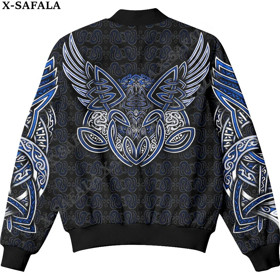 Mens Unisex 3D Bomber Jackets Tattoo Symbol Hot Armor Raven Print Zipper Casual Harajuku Men Coat Streetwear Thick Coats-1