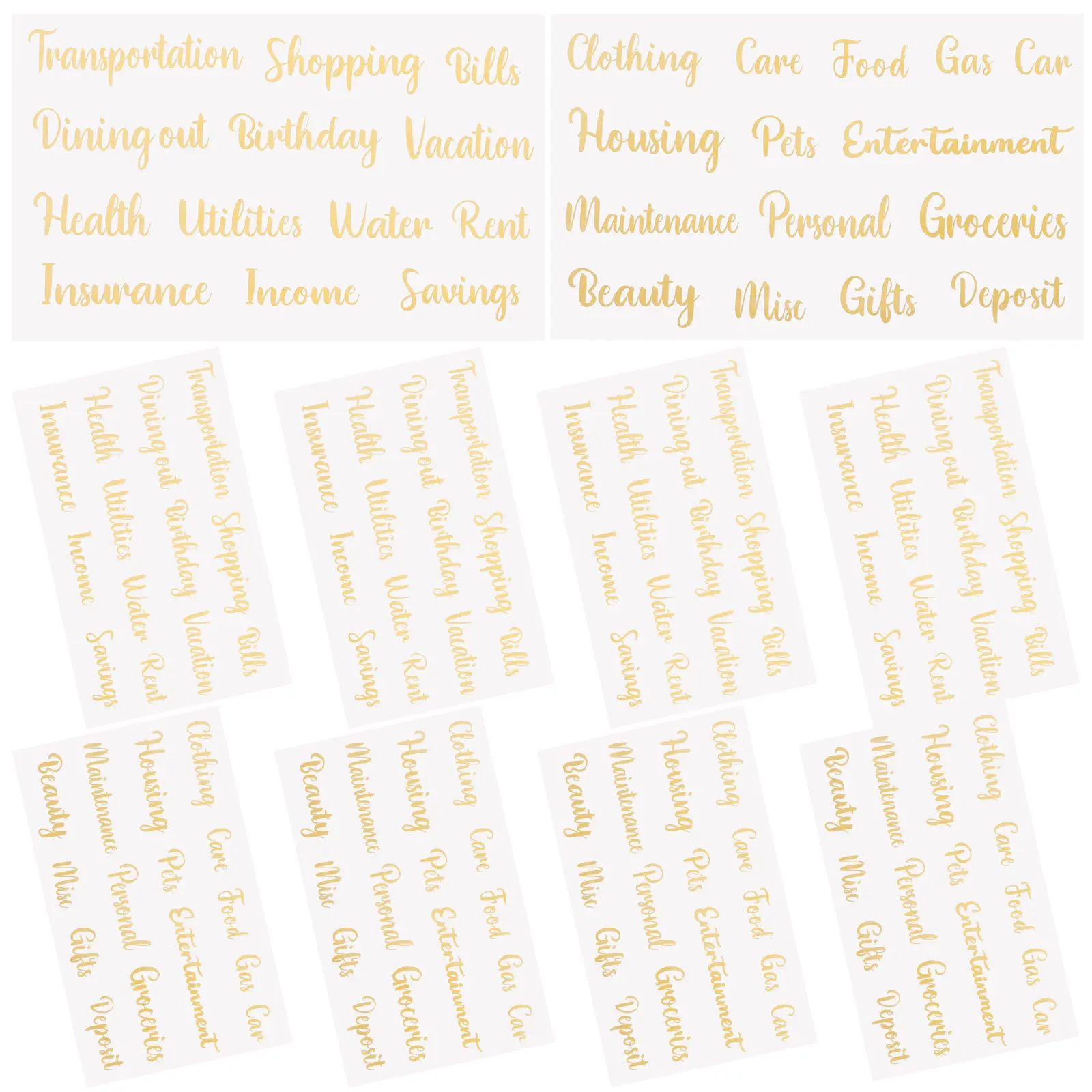 

10 Sheets Daily Use Cash Envelope Labels Budget Sticker PVC Self-Adhesive Multi-Function Classifying Label Sticker for Planner