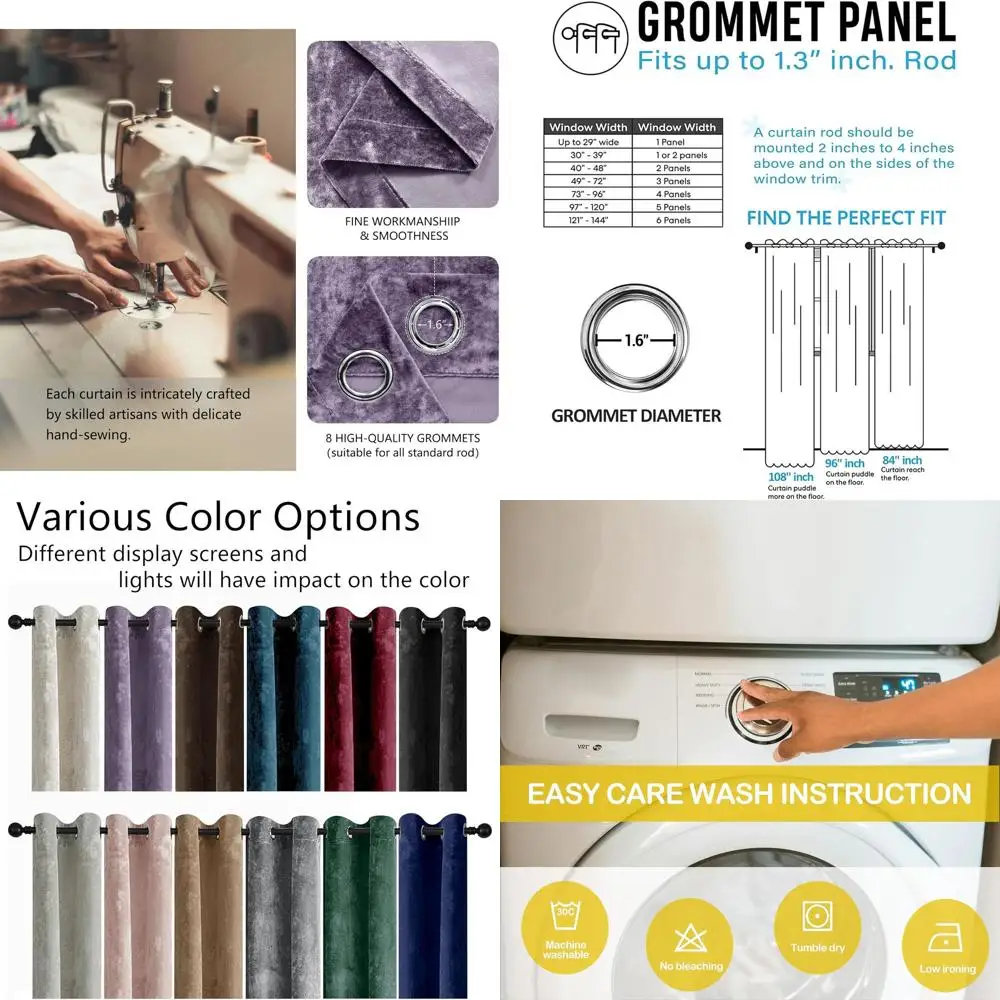 

Luxurious 52x84 Lilac Purple Crushed Velvet Curtains - Thermal Insulated, Soundproof, Light Filtering for Living Spaces (Set of