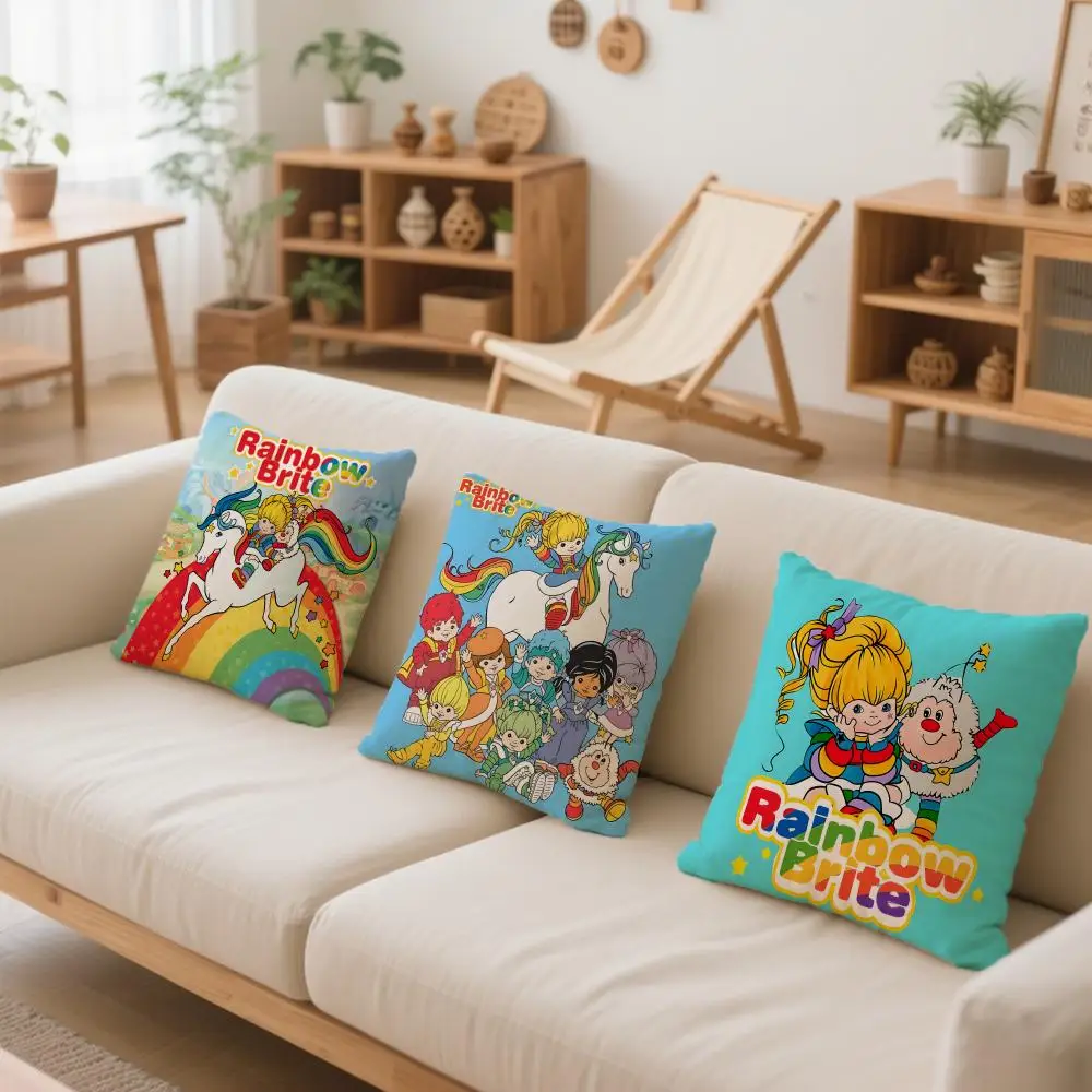 Cute R-Rainbow B-Brite Cushion Cover Comfortable Reversible Pillow Cover Ideal for Car Sofa Bedroom & Beyond