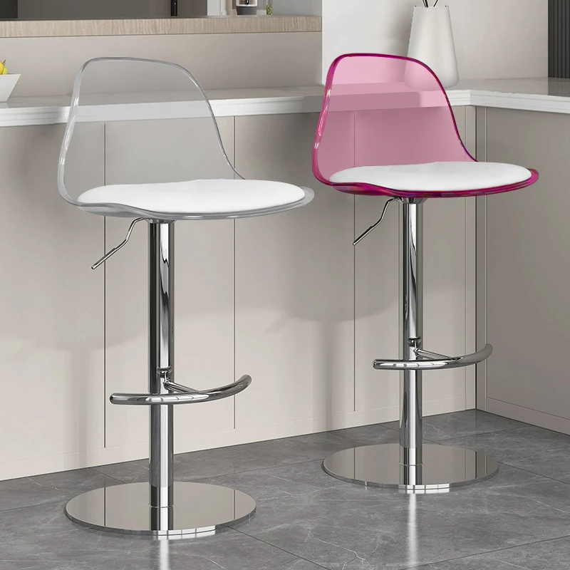 Counter Acrylic Bar Stool Rotating Transparent Minimalist High Dining Chairs Manicure Design Taburete Alto Bar Furniture YX50BY