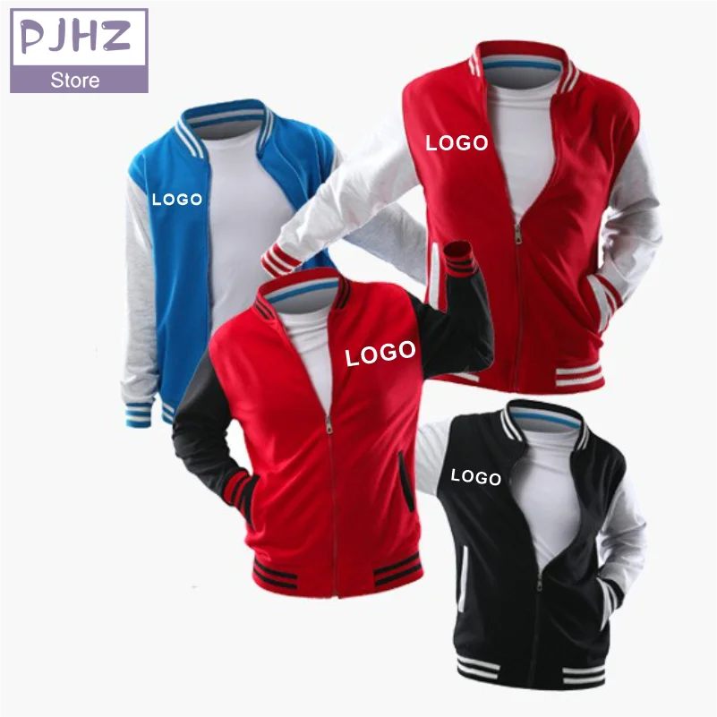 High Quality Cotton Baseball Jacket Costume Varsity Jacket Men Zip Baseball Uniform Company Group Custom Logo Print Embroidery