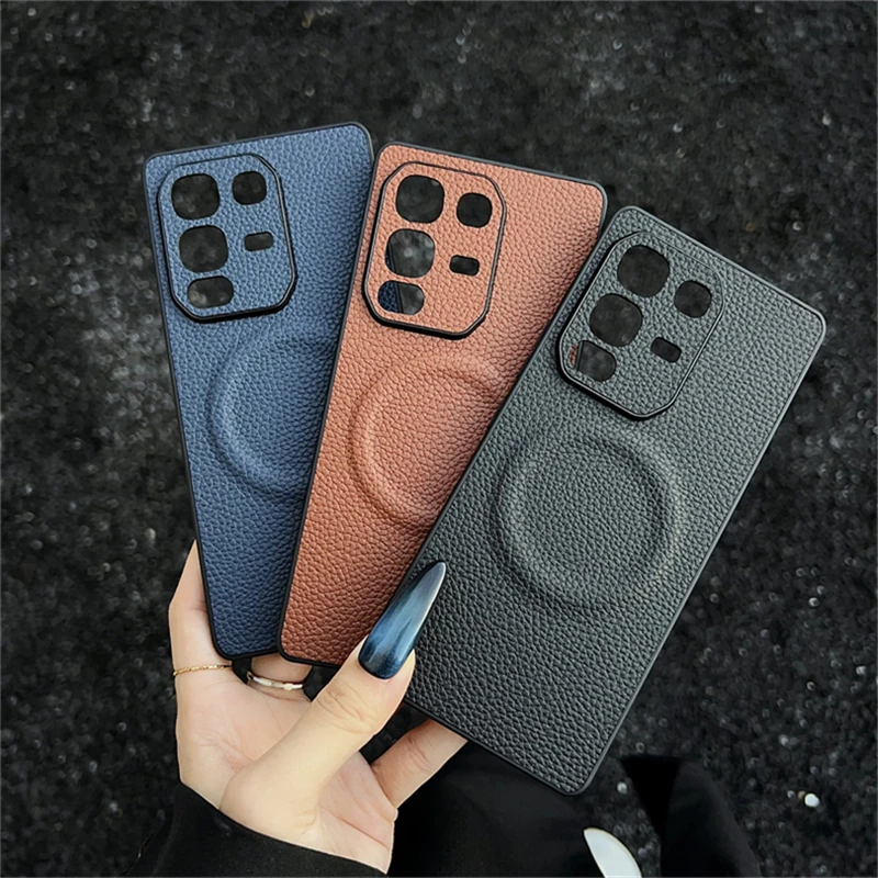 

Магнитный чехол для Infinix Note 50 Pro Plus, чехол для Infinix Note 50 Pro + 5G MagSafe Litchi, текстурированный силиконовый чехол из искусственной кожи