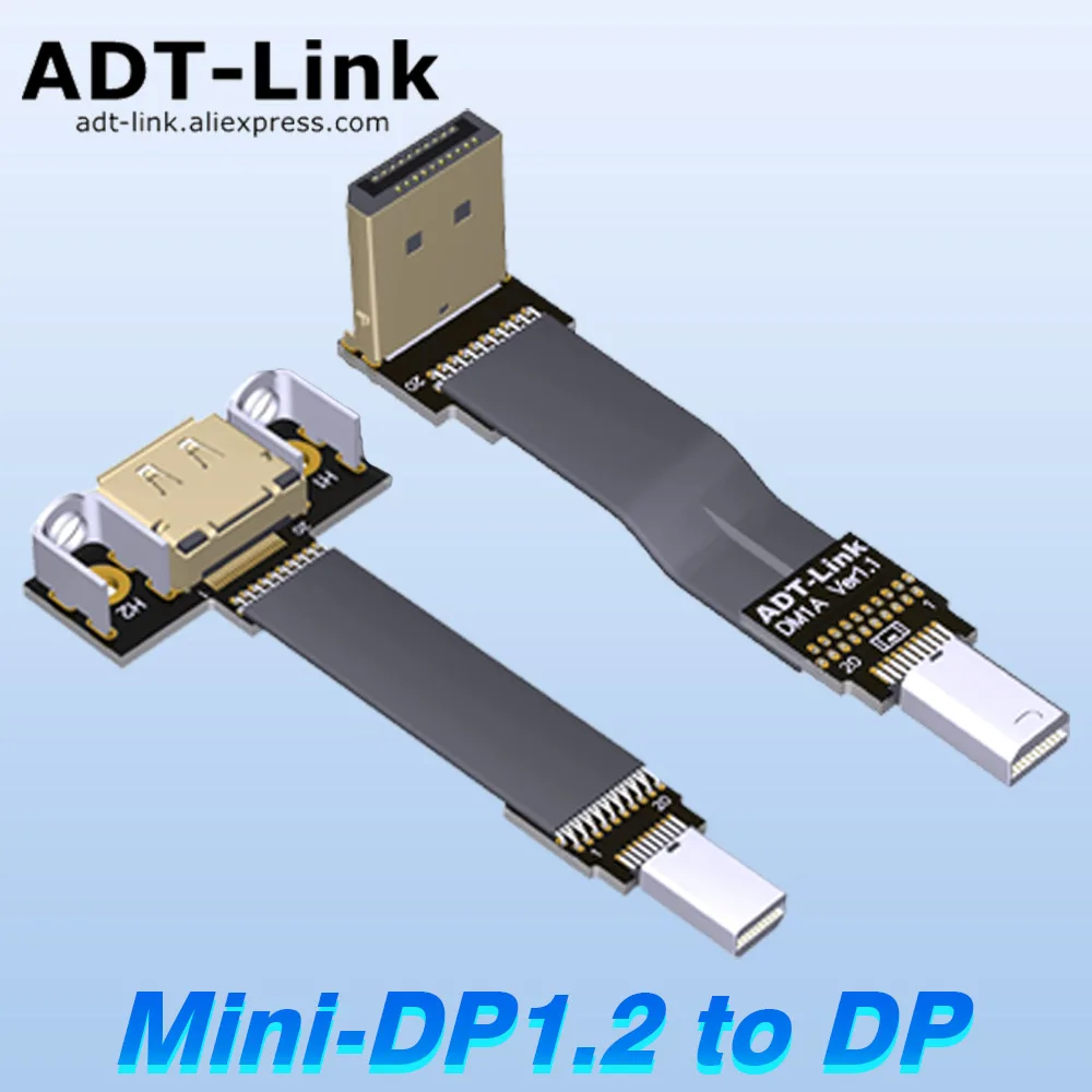 ADT-Link Mini-DP to DP Flat Cable HDR Video Audio Mini DisplayPort Cable for Video Card Graphics Card Extension 3-200cm