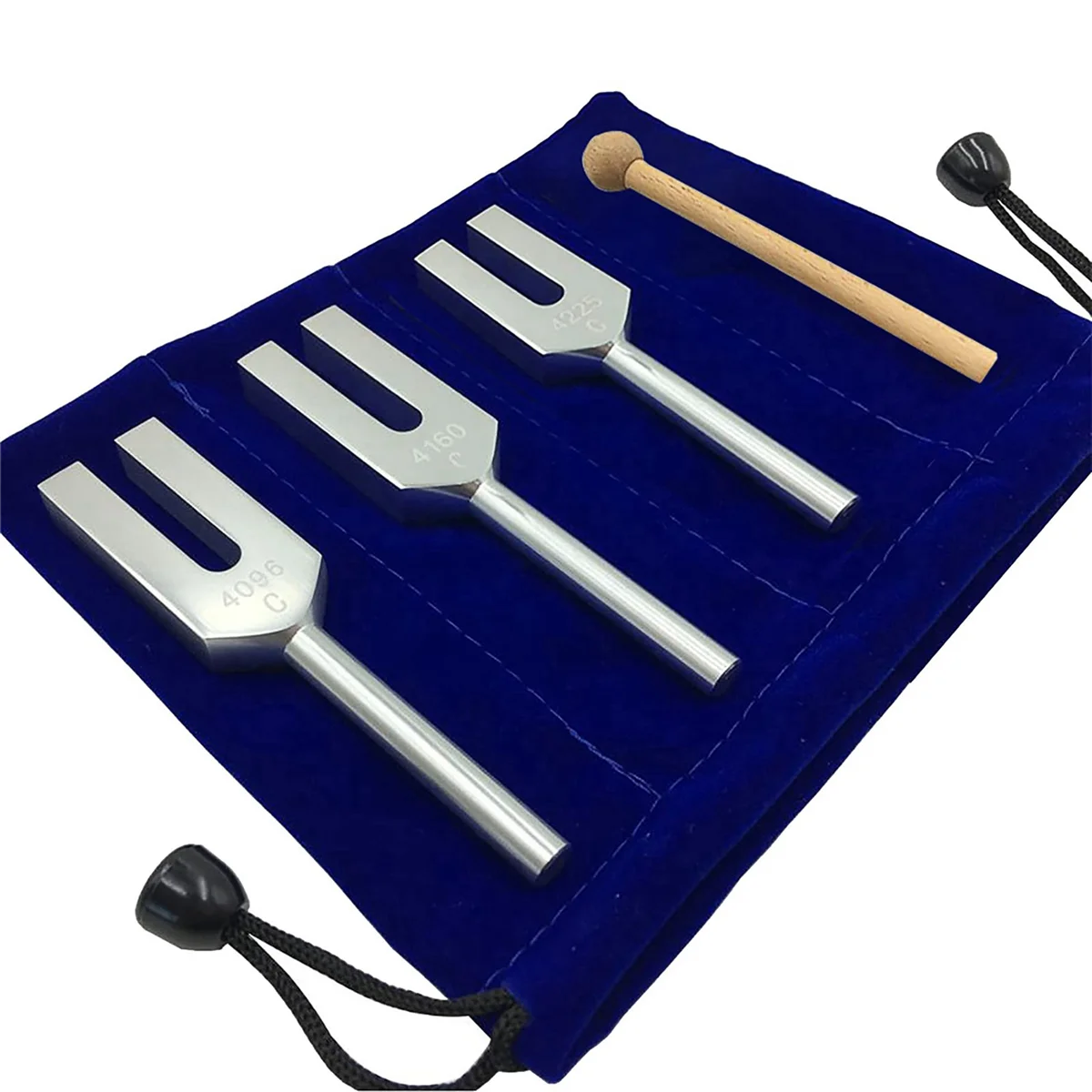 Juego de 6 diapasones A14M 4096 Hz 4160 Hz 4225 Hz Juego de diapasones con martillos de madera y bolsa de tela Estilo 1