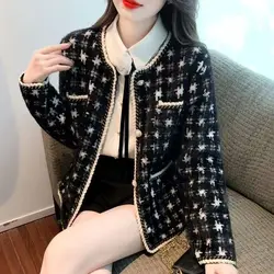 Fashion Temperament Mink Fur Knitted Sweater Coat Women Autumn Winter Long Sleeve Loose Cardigan O-Neck All-match Short Jackets