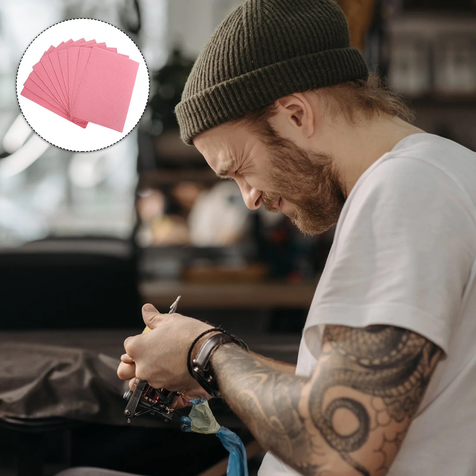 

125 шт. одноразовые подушечки для чистки татуировок, водонепроницаемый утолщенный коврик, эффективный, приятный для кожи, чехол для тренировочного стола