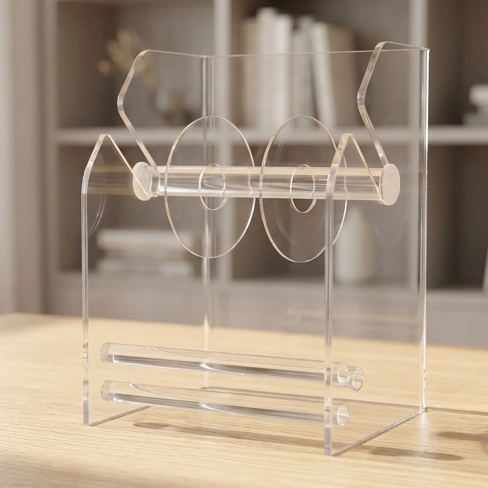 3-spindle-acrylic-label-roller-holder-clear-sticker-roll-dispenser-desktop-organizer-for-office-retail-classroom