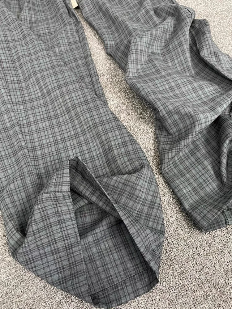 

Cleanfit американские ретро брюки в клетку мужские летние свободные ленивые универсальные повседневные широкие длинные брюки с высокой талией прямые брюки