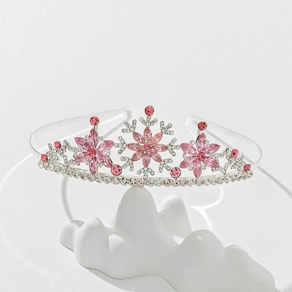 Korean Style Role Play Children's Princess Crown Girls Crystal Snowflake Headband Shiny Tiara Hairband Hair Accessories