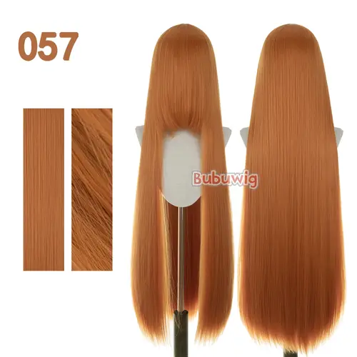 Bubuwig Synthetic Hair 100cm Long Straight Pure Color Cosplay Wigs Over 100 Colors Black White Red Blue Brown Wig Heat Resistant - Image 24