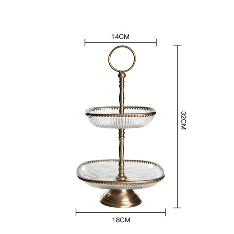 Brass Glass Fruit Plate - Cake Stand, Snack Tray & Dessert Bowl with Decorative Dried Fruit Plates for Stylish Serving Use
