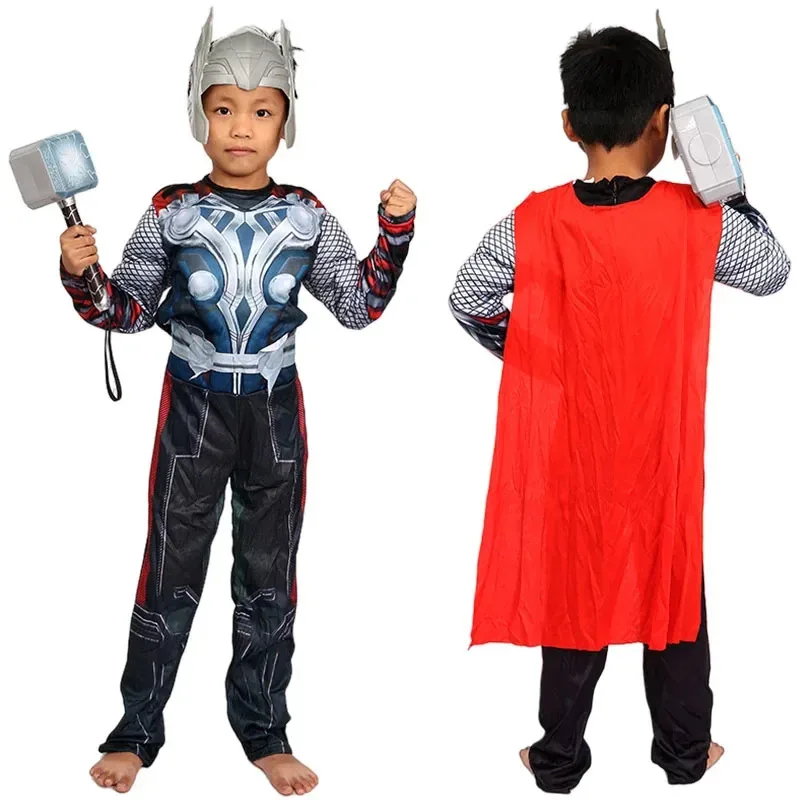 

2025 ♥ Новый детский костюм супергероя Тора для косплея, детский комбинезон, маска молотка, Хэллоуин, карнавал, вечеринка, Cos ☆ ★