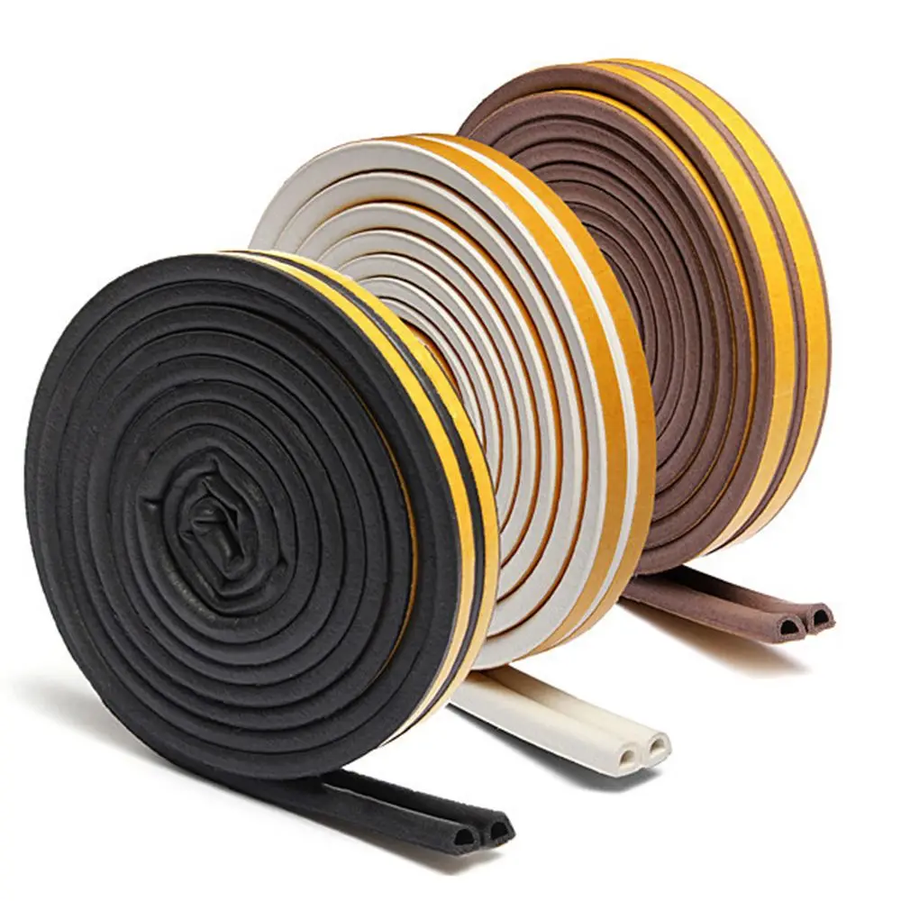 5/10m D/E/P/I Type Self Adhesive Window Door Seal Strip Foam Draught Excluder Dustproof Noise Insulation Anti Collision Tape