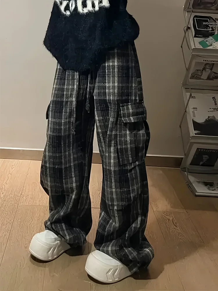 سراويل البضائع النسائية الأمريكية الرجعية، نمط الربيع والخريف، سراويل رياضية كاجوال منقوشة من الصوف #6