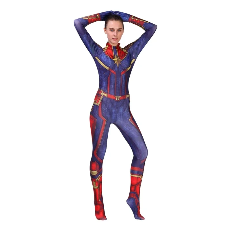 FC6Movie Version Captain Carol Danvers Cosplay Costume Zentai Superhero Bodysuit Suit Jumpsuits Women Costumes 3D Printing@FC8！