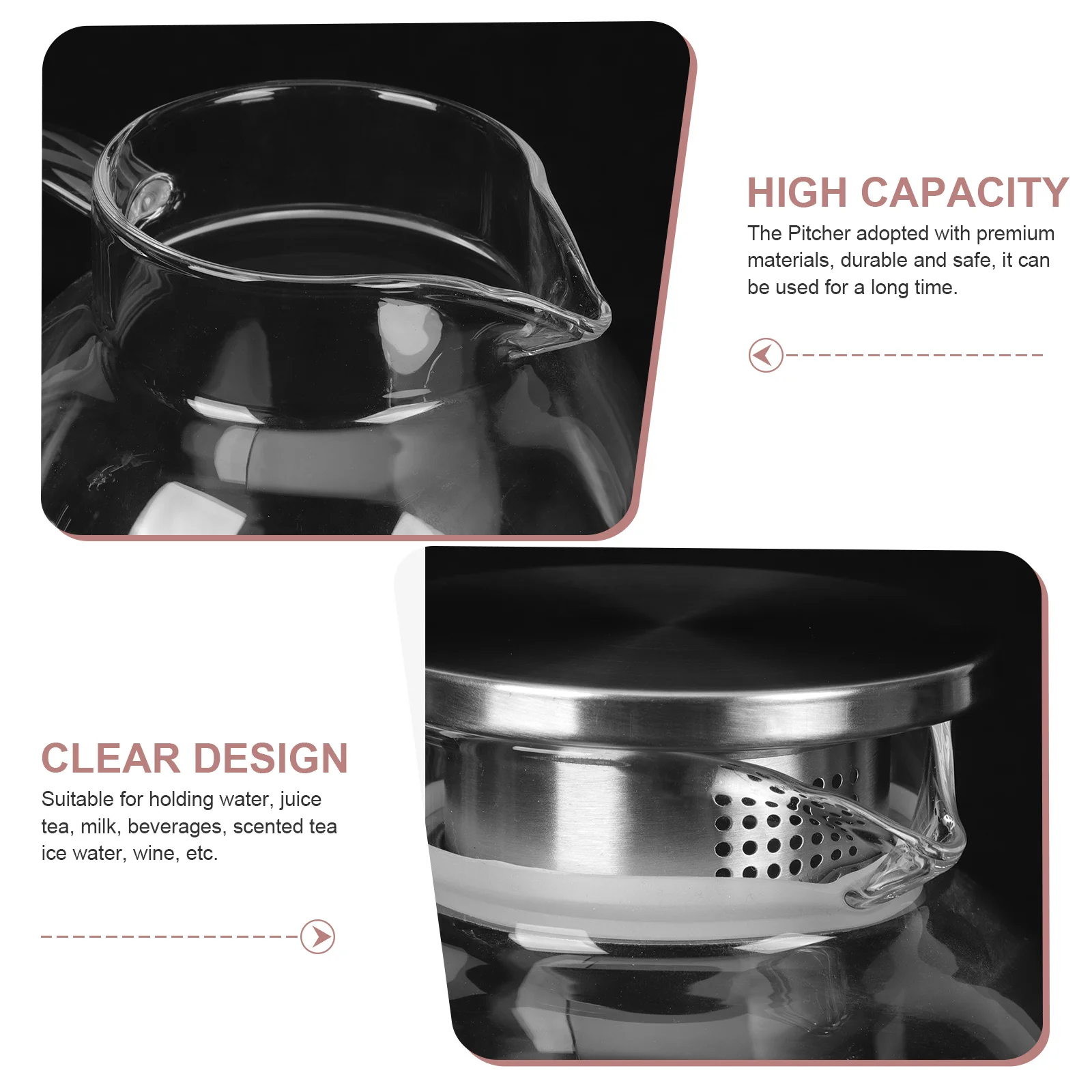 

Универсальный стеклянный кувшин с крышкой для воды, сока, чая, идеально подходящий для семьи и развлекательного кувшина с крышкой, кувшин для смешивания формулы